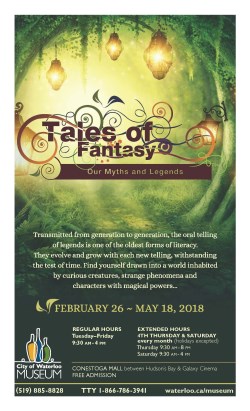 Poster for exhibit, reads "tales of fantasy: Our myths and legends"