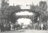 Black and white photograph of king street decorated for Saengerfest.