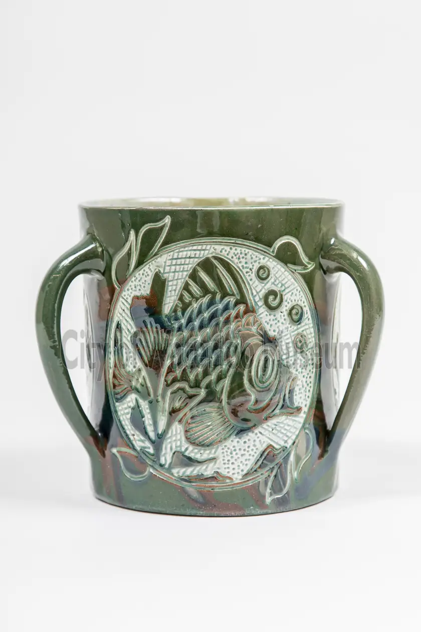Loving Cup Green Carved Fish