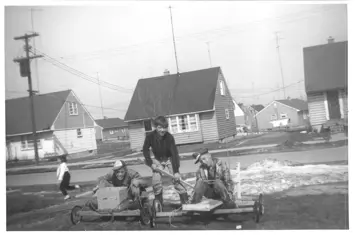Image of three young boys on go-kart
