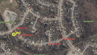 Map showing the traffic plan for the work area