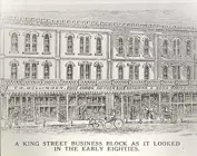 Illustration of downtown storefronts