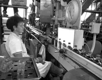 Black and white image of quality control line