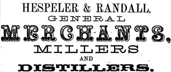Hespler Randall Distillers newspaper ad