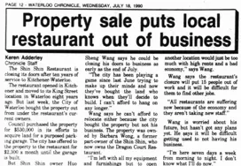 mage of newspaper article regarding the closing of Shin Shin