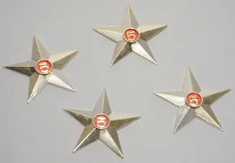 Image of 5 silver star medallions