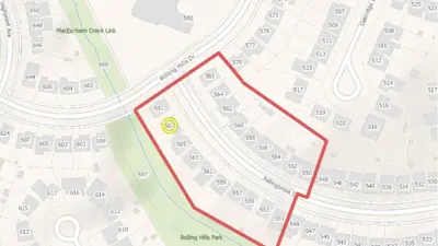 Map showing the water disruption area and affected properties
