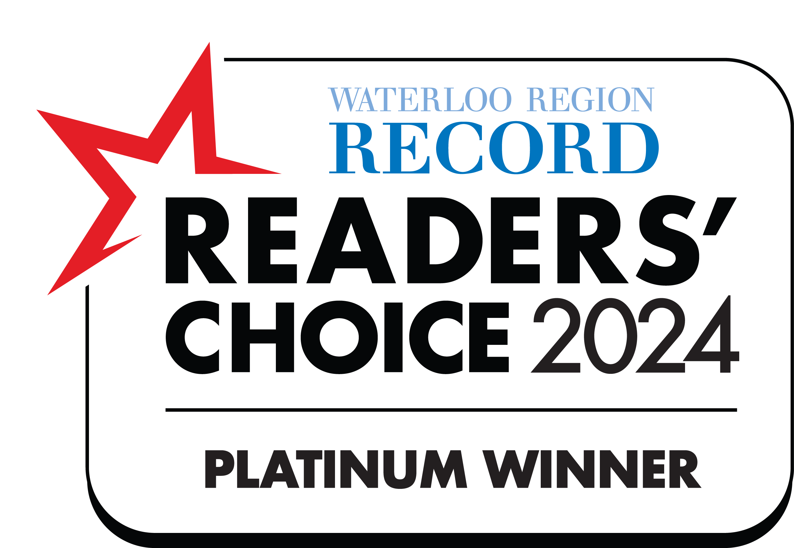 2024 Platinum Winner – Waterloo Region Record Readers' Choice Award Graphic