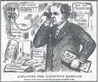 Political cartoon of Sir Wilfrid Laurier awaiting ballots