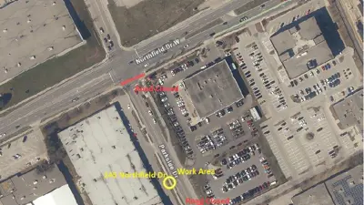Map showing the traffic plan for the work area