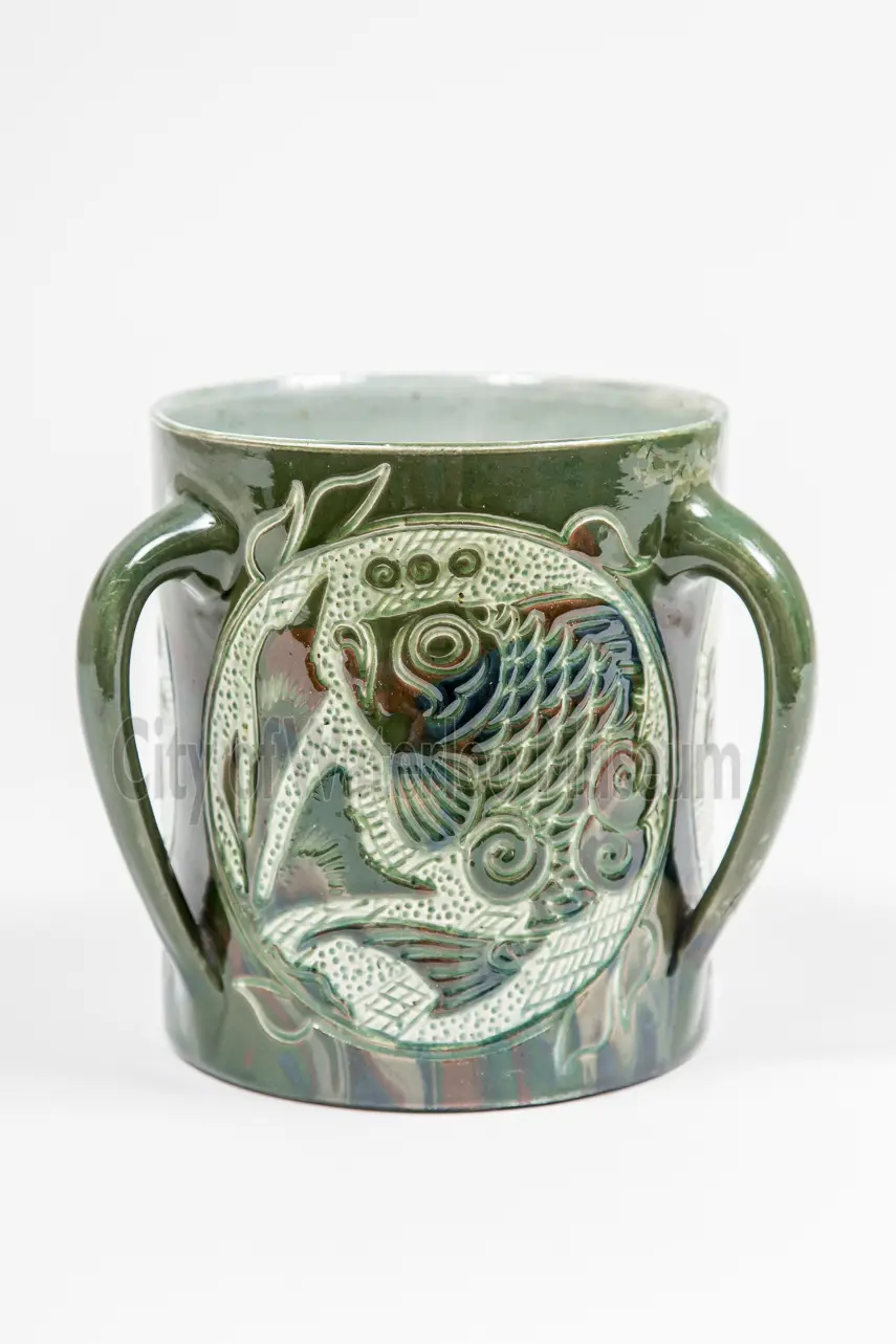 Loving Cup Green Carved Fish