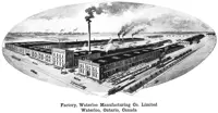 Engraving of the Waterloo Manufacturing Company factory around 1888.