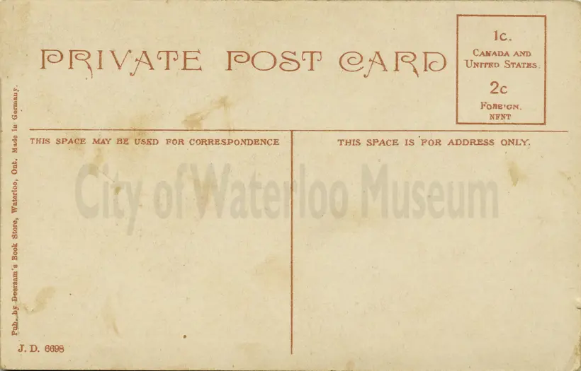 Image shows the back of a post card with a space to write