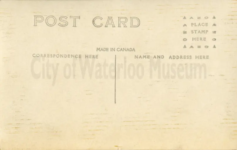 Image shows scanned version of the back of the post card