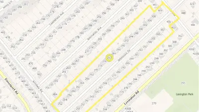 Map showing the water disruption area and affected properties