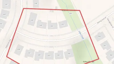 Map showing the water disruption area and affected properties