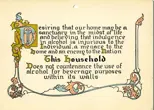 Temperance pledge that reads &quot;Desiring that our home may be a sanctuary in the midst of life and beleiving that indulgence in alcohol is injurious to the Individual, a menace to the home and an enemy to the Nation. This household Does not countenance the use of alcohol for beverage purposes within its walls.&quot;