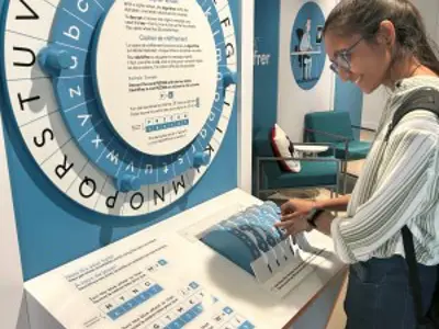 Person using cipher wheel