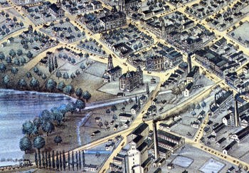 Image shows an illustration of Waterloo from above in the year of 1891