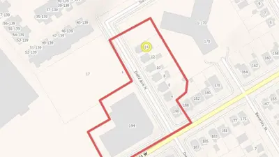 Map showing the water disruption area and affected properties
