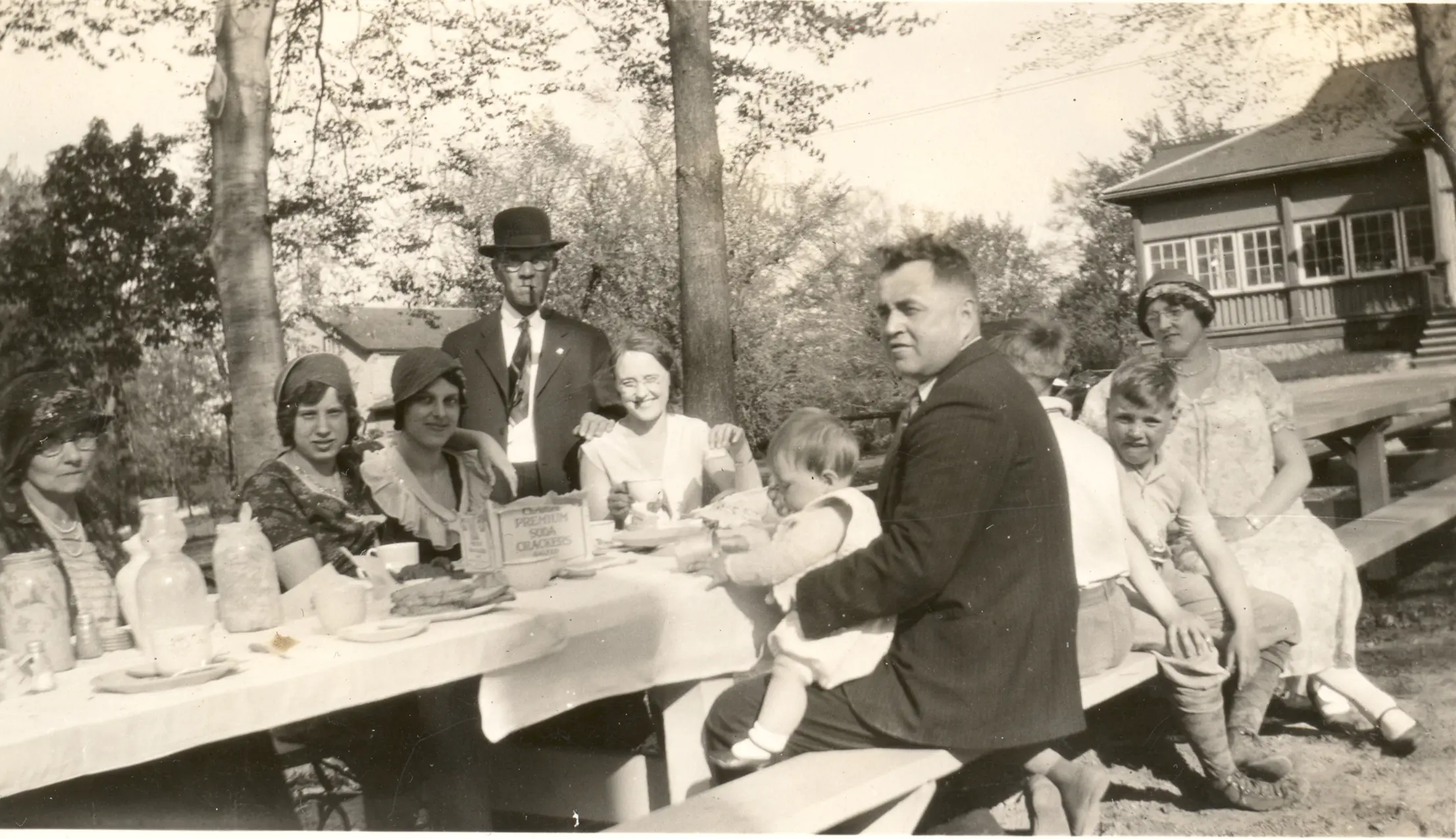 Image of family reunion at picnic table