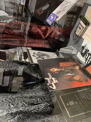 Display case with artifacts from Erroll Starr