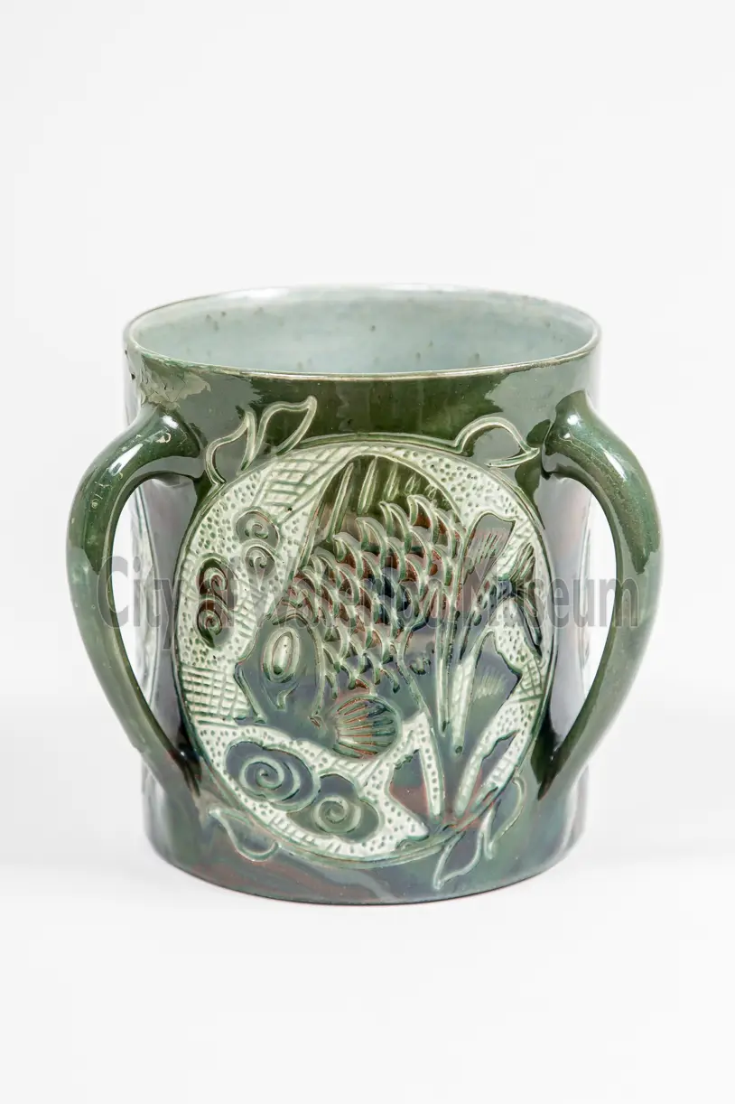 Loving Cup Green Carved Fish