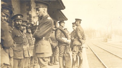 Image shows WWI Troops At Waterloo Train Station