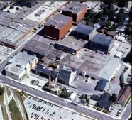 Coloured ariel view of Seagram Plant
