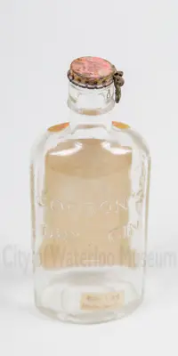 Back of bottle with the words "Gordon's Dry Gin" moulded into the glass