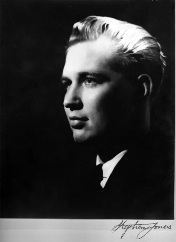 Black and white portrait of Charlie Voelker
