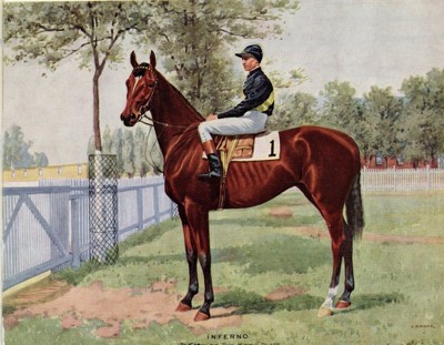 Image is an illustrated version of a person riding a horse